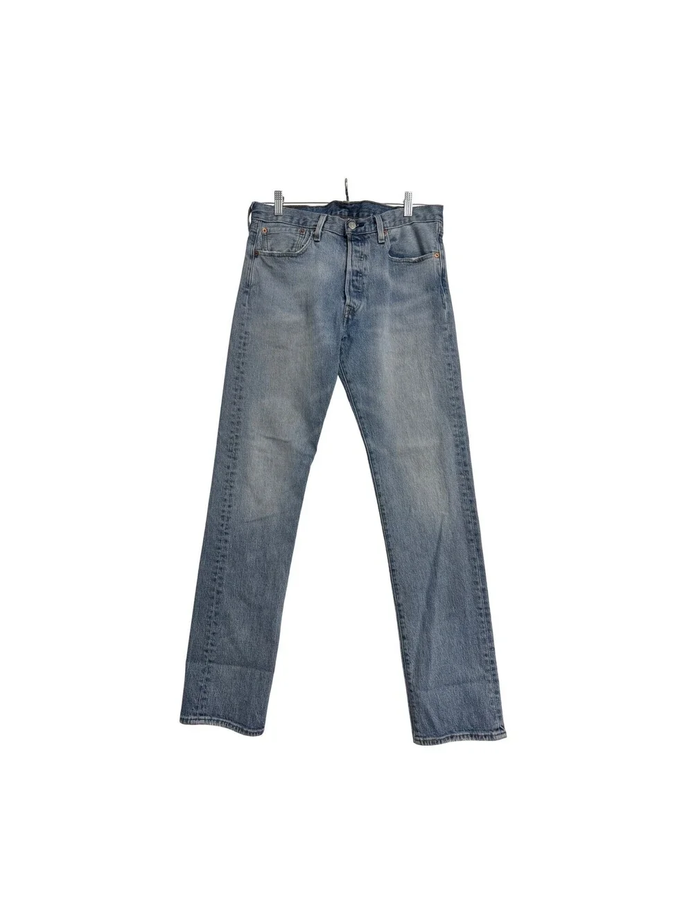 Levis 501 Original Fit Mens Jeans W32 L34 Light Wash Denim Pre-Owned